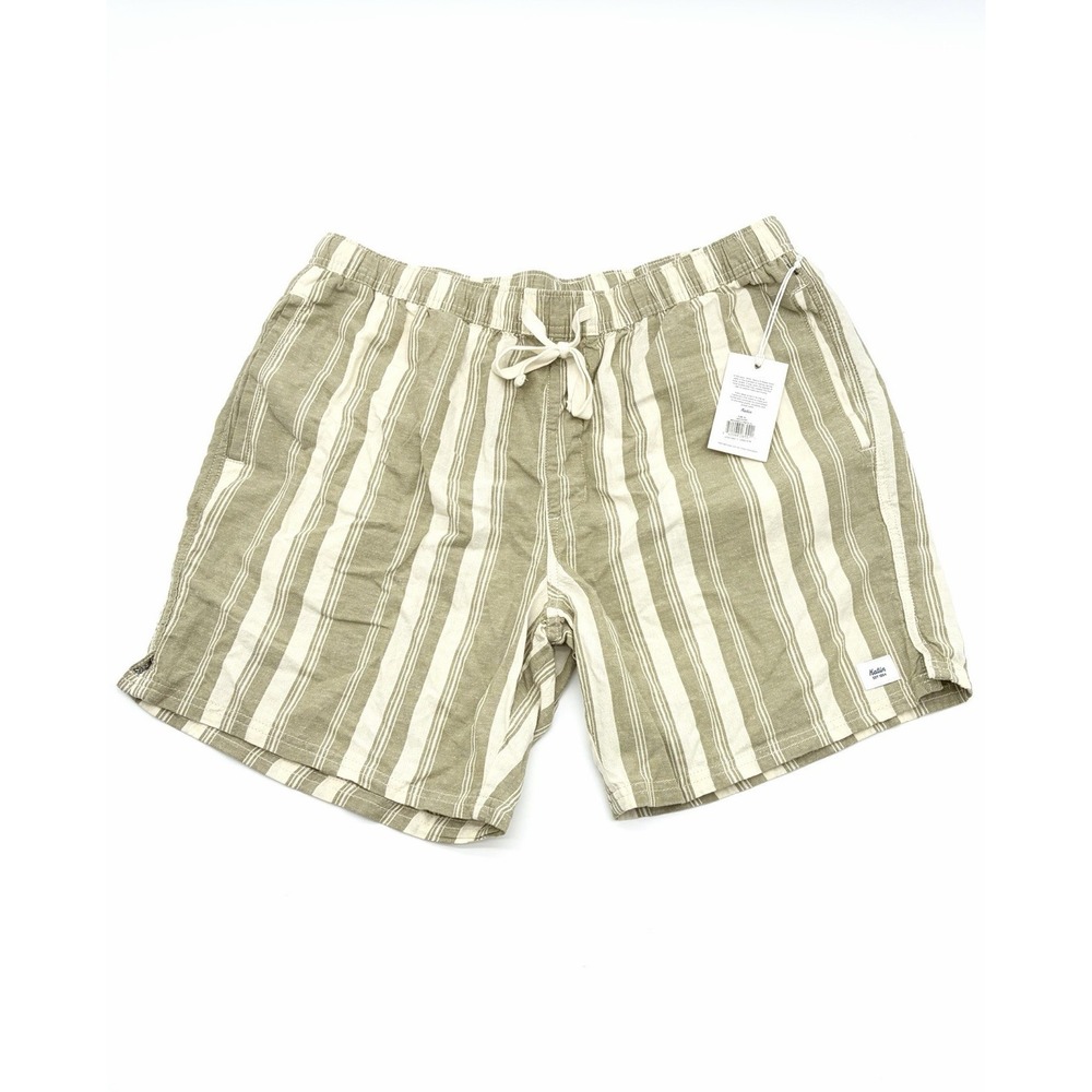 Katin Shorts striped Green Cream Drawstring Waist XL NWT